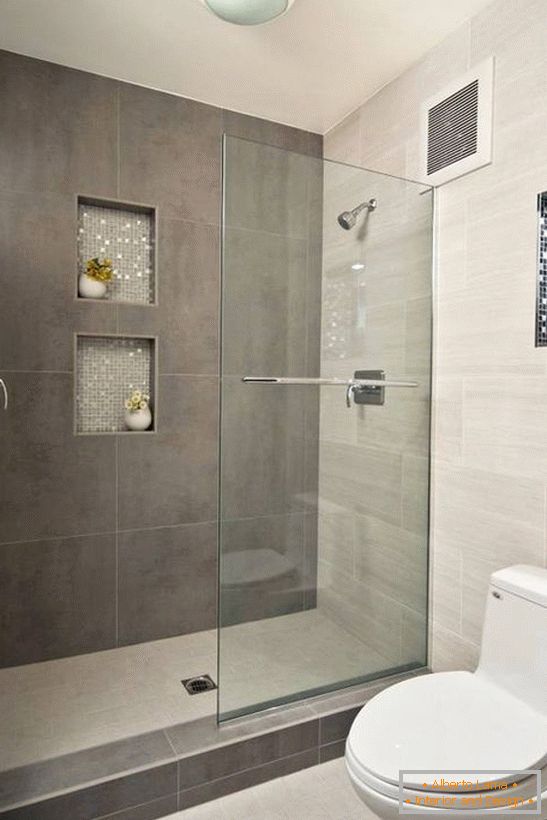 Glass doors for shower room - photo in the bathroom interior