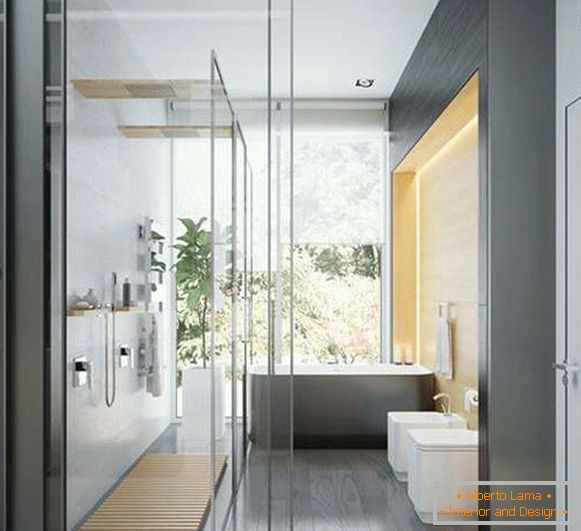 Glass sliding doors for shower room - photo in interior