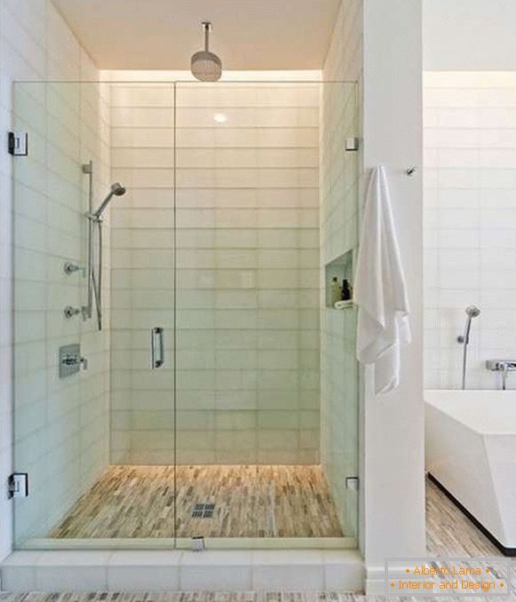 Glass doors for a shower - photos in the bathroom