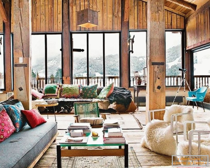 Boho style in the interior of a country house