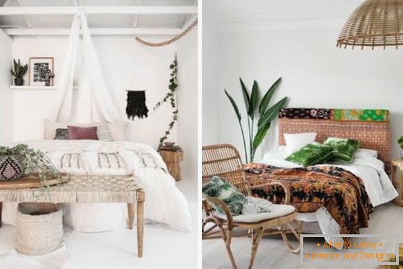 How to decorate a bedroom in Boho style - photo interior