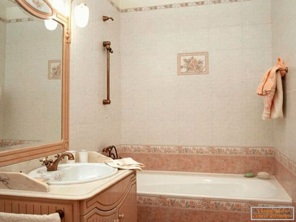Bathroom with pink tiles