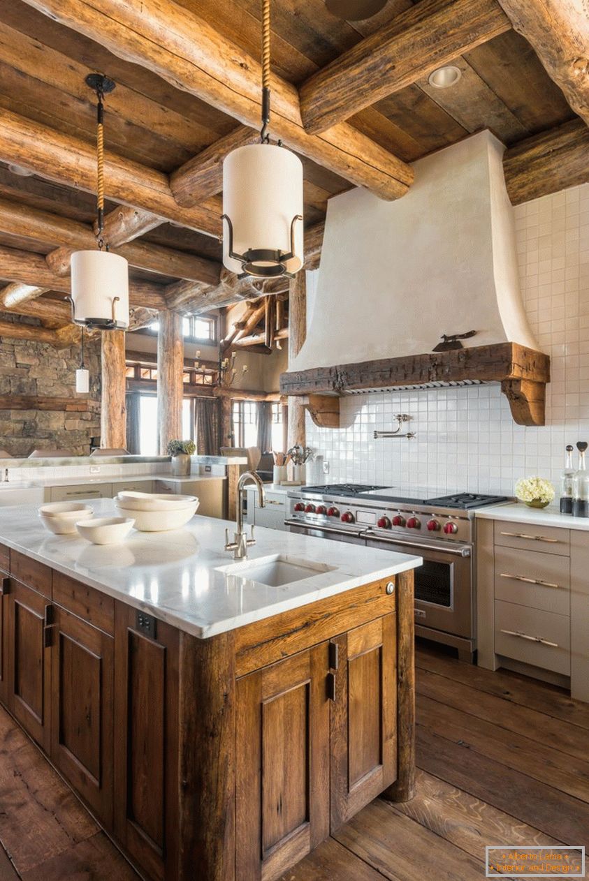 Wooden beams - the basis of rustic style