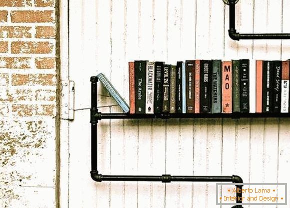 Steampunk style furniture - photo shelves from pipes