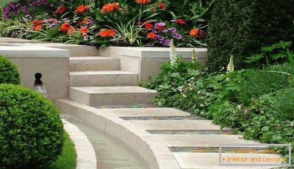 landscape design in front of the house in a modern style, photo 8