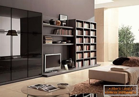 black wall in the living room in a modern style, photo 23