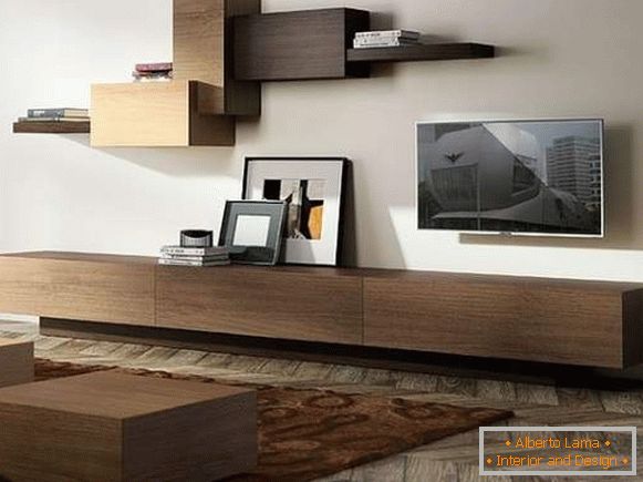 modular wall in the living room in a modern style, photo 38