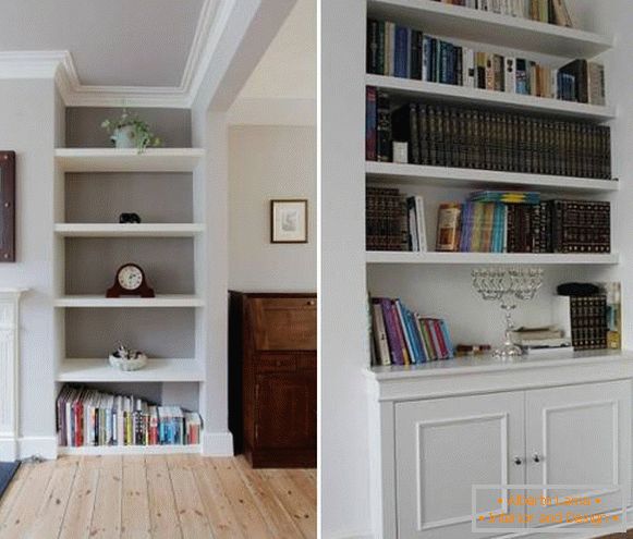 Shelves built-in alcove