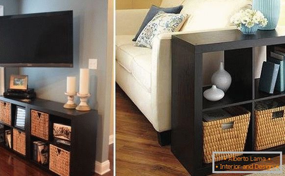 Comfortable square shelves for the living room