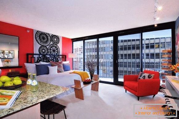 Bright interior of studio apartment