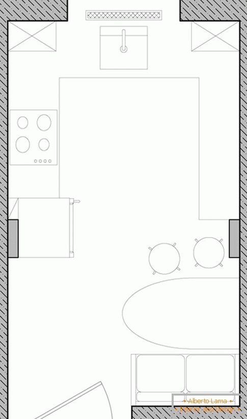 Layout of a small kitchen