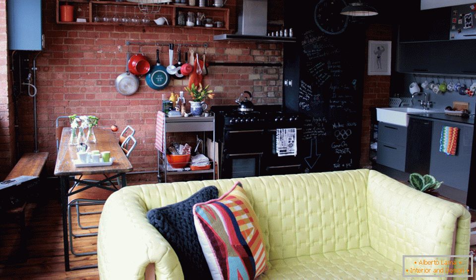 Interior of a small apartment in London