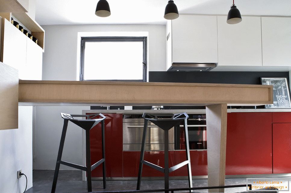 Kitchen area in the interior of small size