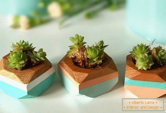 Beautiful wooden plant pots