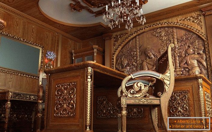 A baroque office with properly selected furniture. Furniture from real Italian producers.