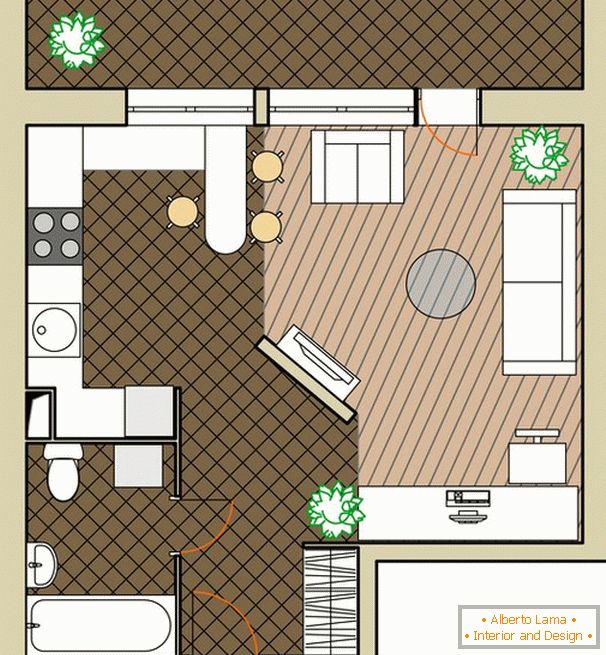 Planning an apartment with an open kitchen