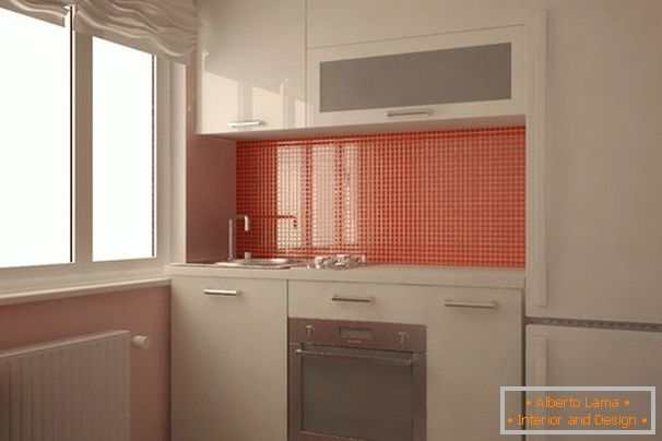 Kitchen in white with orange accents