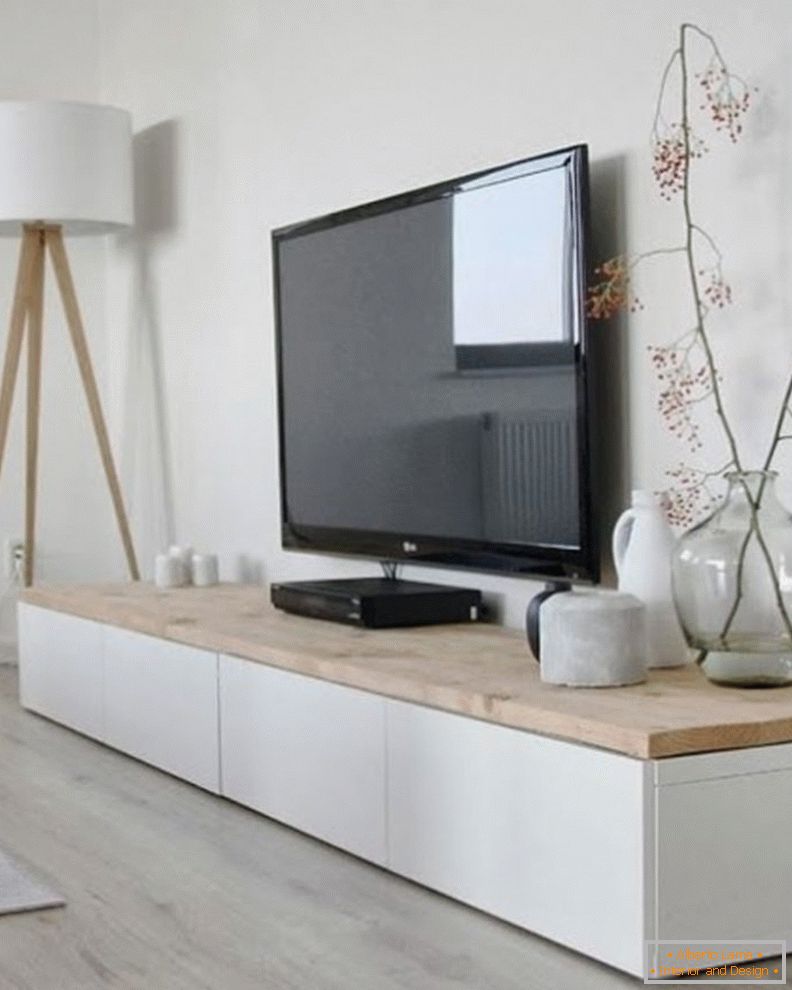 Light cabinet for TV in the interior