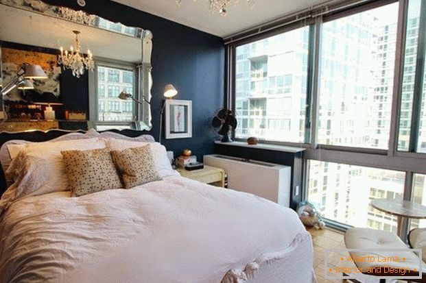 Interior of a bedroom in a New York apartment