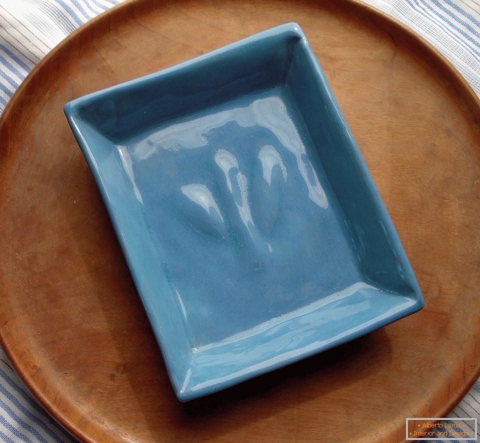 Blue ceramic soap dish