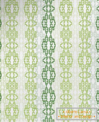 Wallpaper with striped green ornament