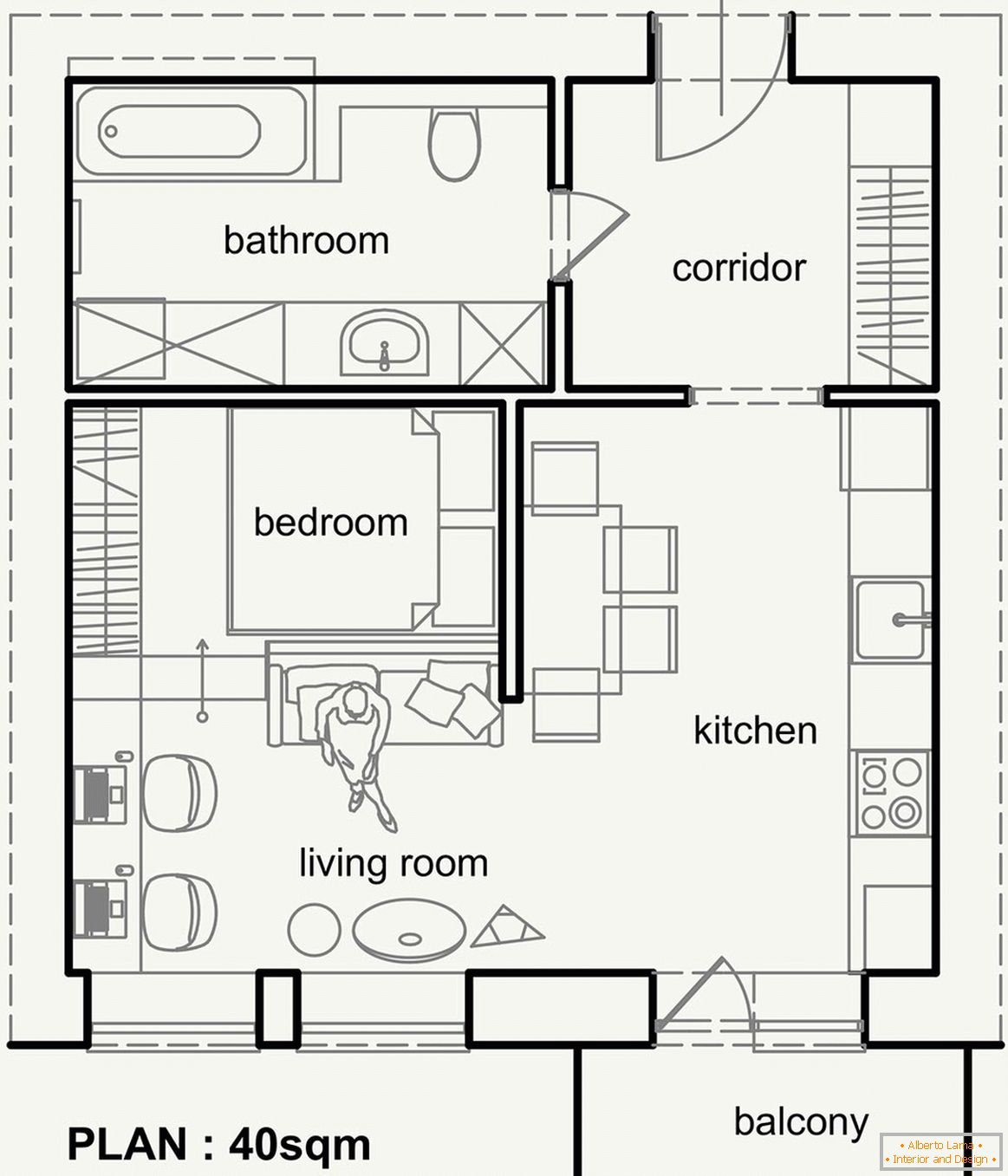 The layout of a small modern apartment