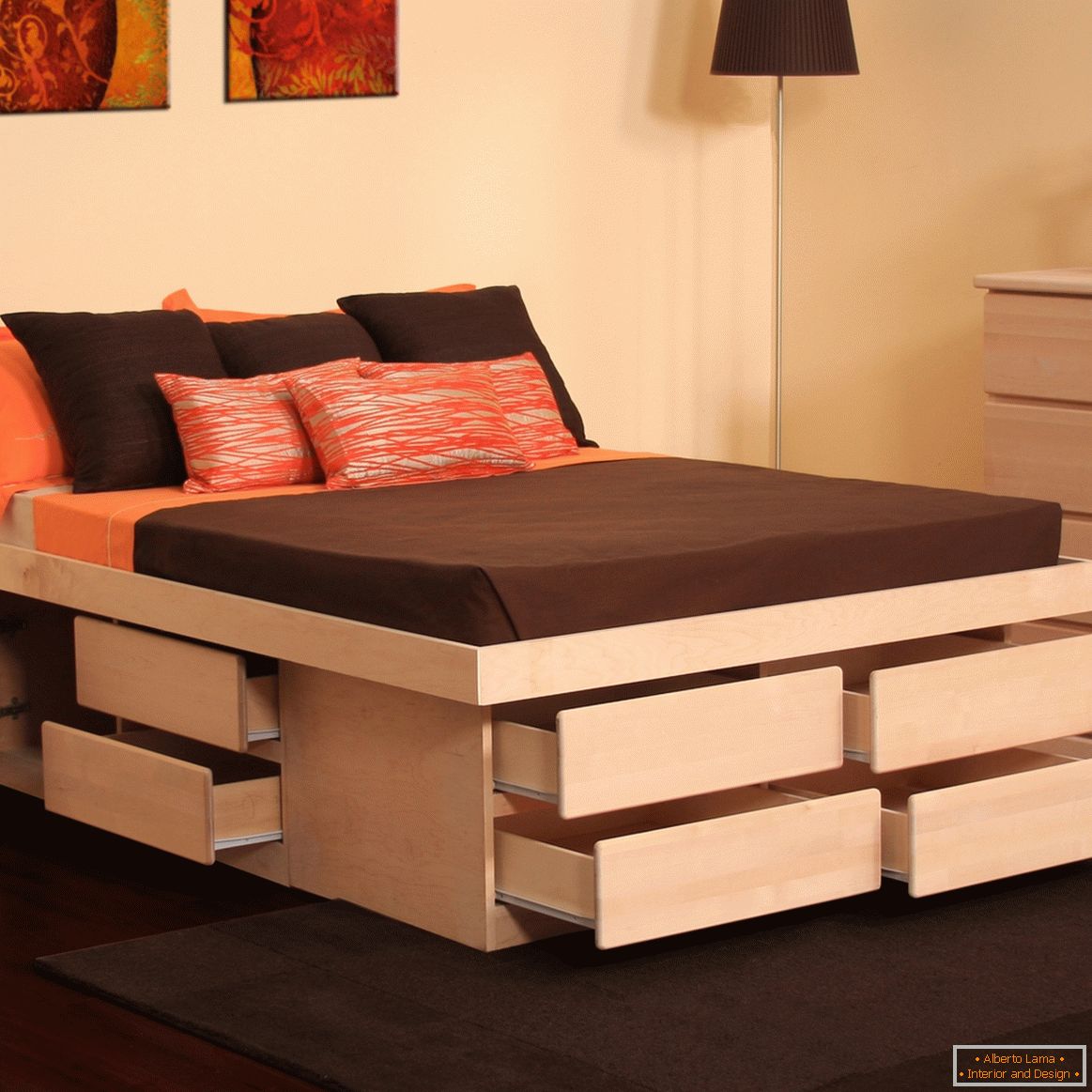Bed with drawers