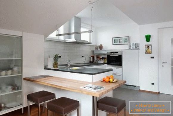 Angular kitchens with a bar counter - a photo of unusual design