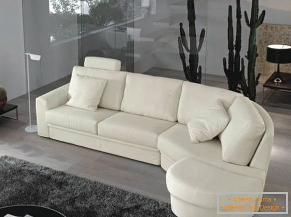 Soft corner sofa - photo in white color