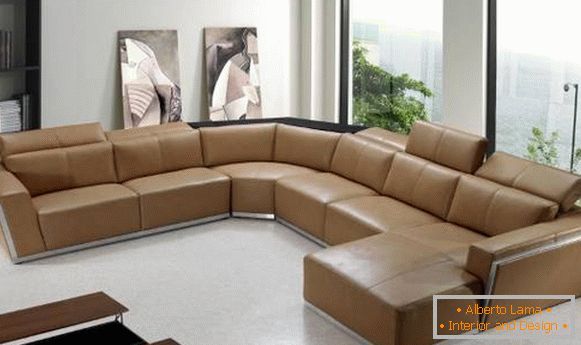 Angular soft furniture for living room - photo of corner sofa