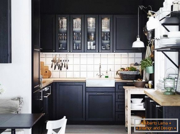 Stylish little corner kitchens in black color
