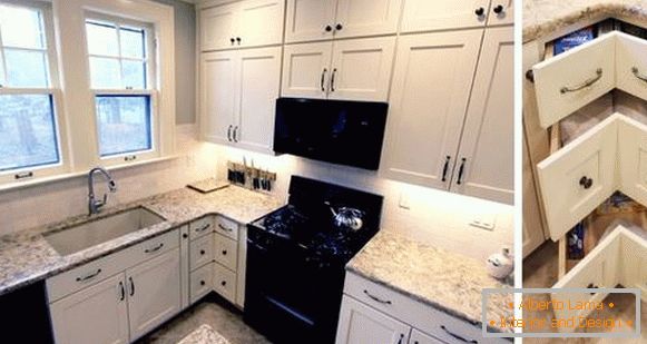 Design corner kitchen in white color in 2016 in the photo