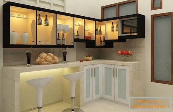 Luxurious small corner kitchen with breakfast bar