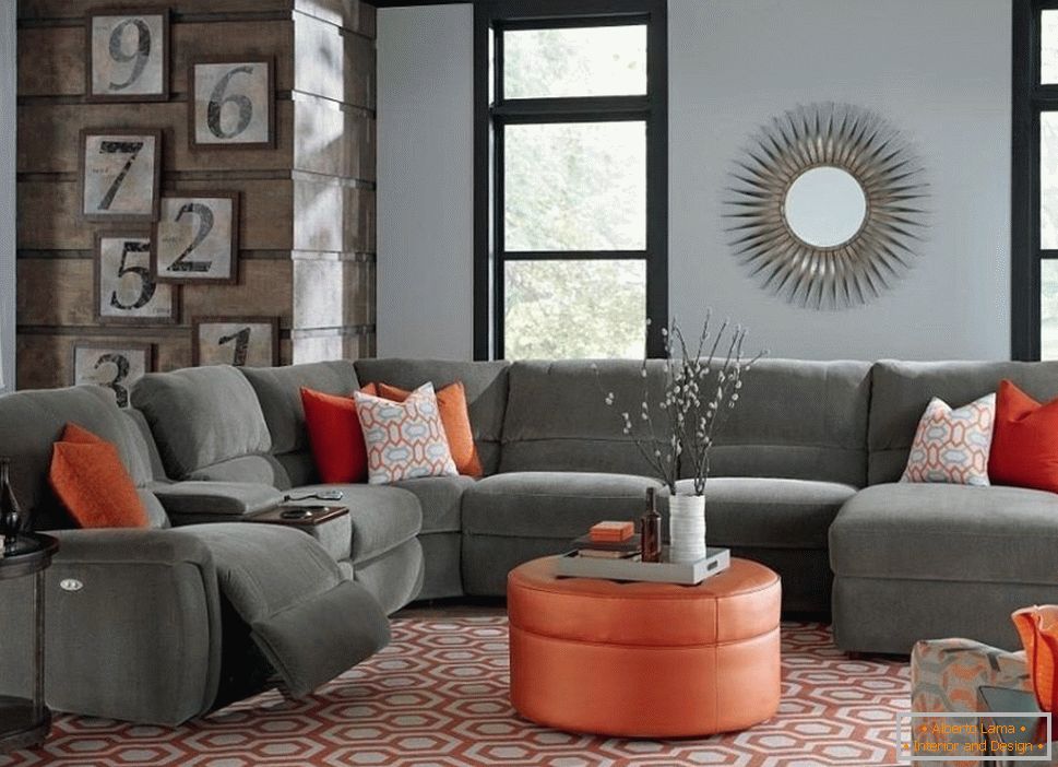 Gray-orange interior-rooms