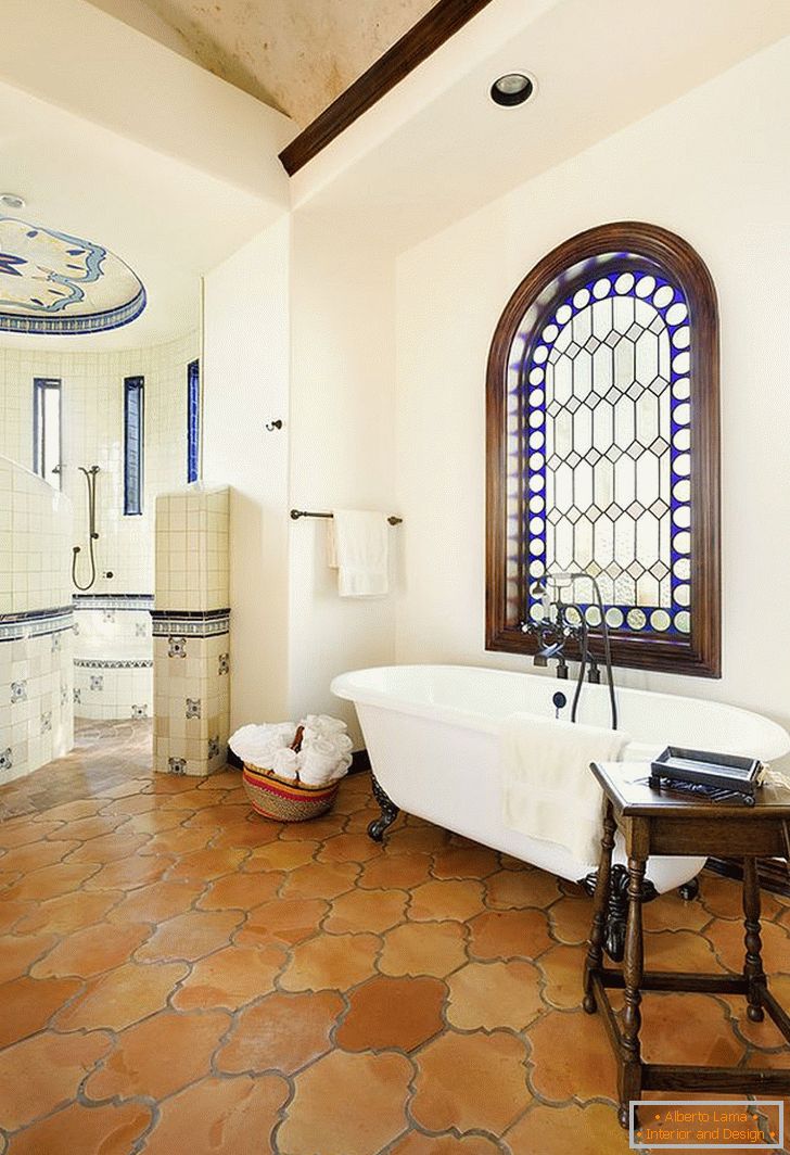 saltillo-tile-in-the-bathroom-brings-warmth-to-the-modern-mediterranean-setting