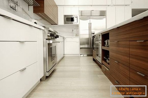 Narrow drawers for the kitchen above the floor