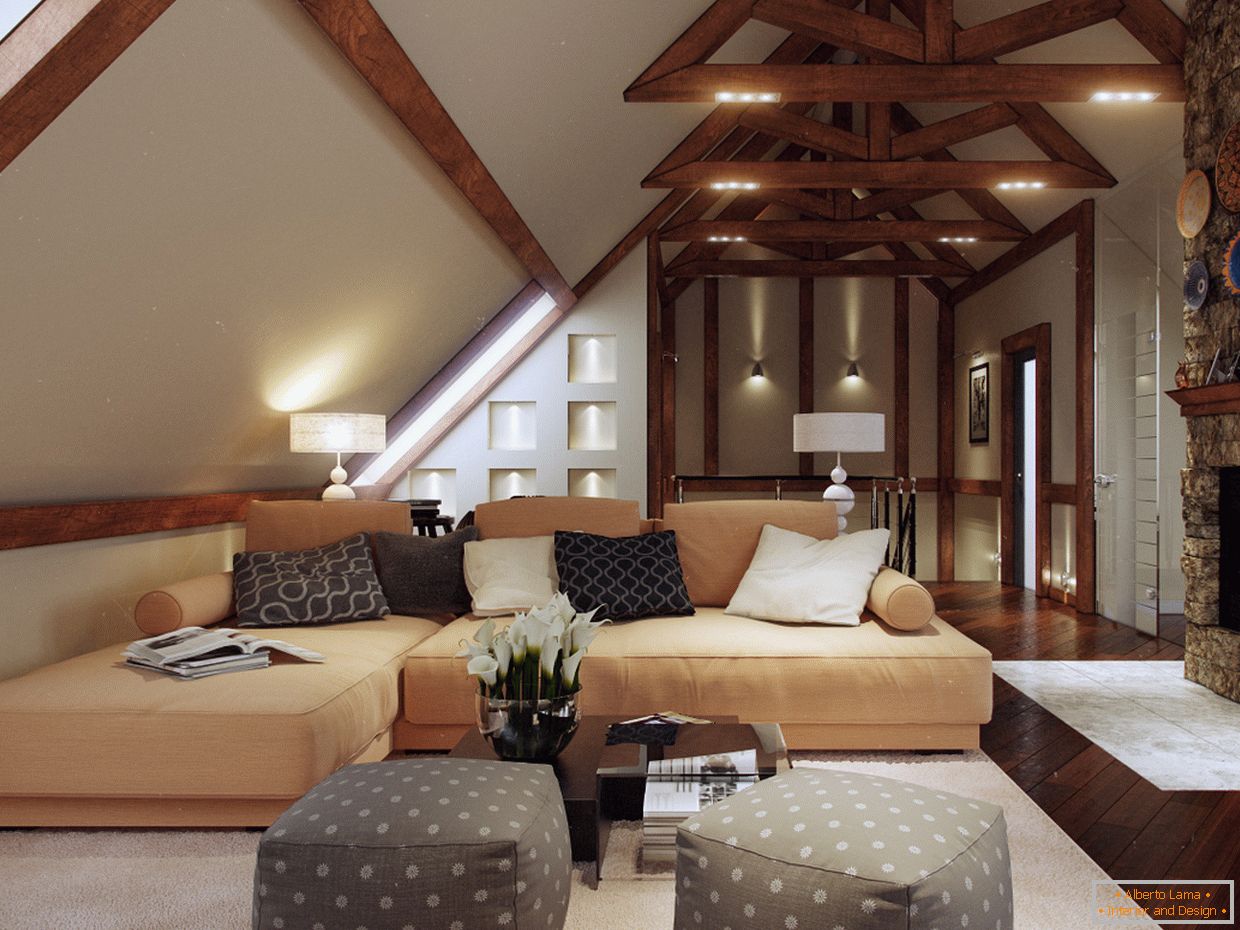 Living room in the attic
