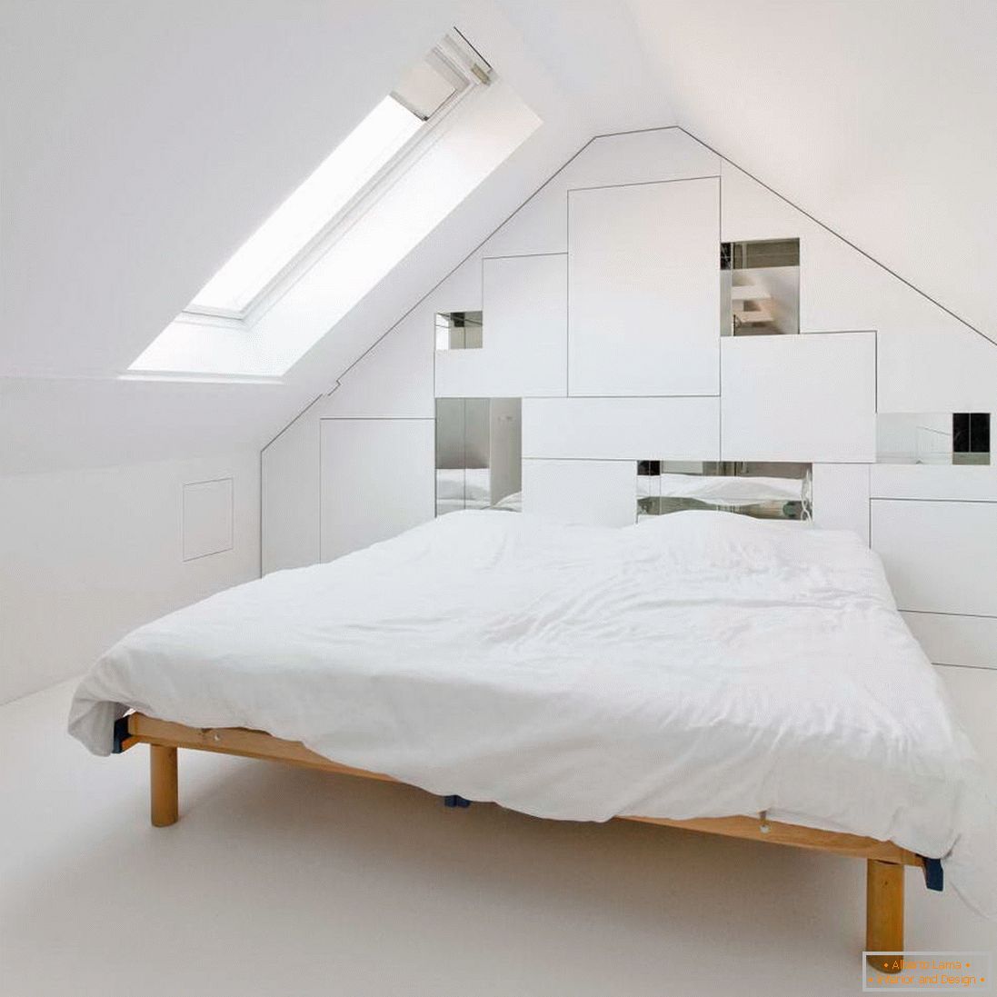 Bedroom in white in the attic