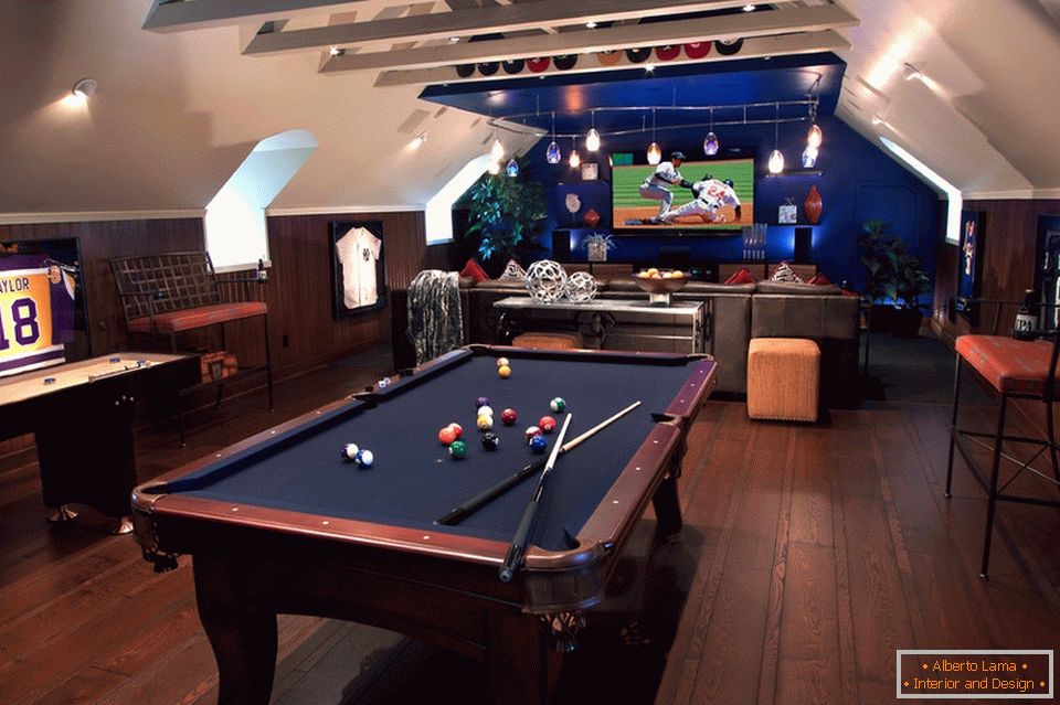 Billiard room in the attic