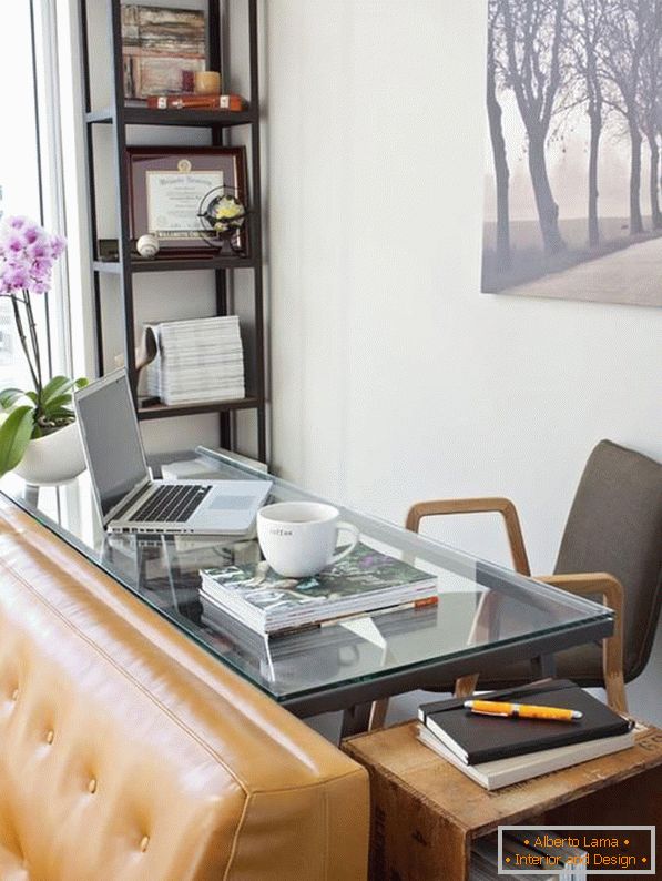 Working table behind the couch