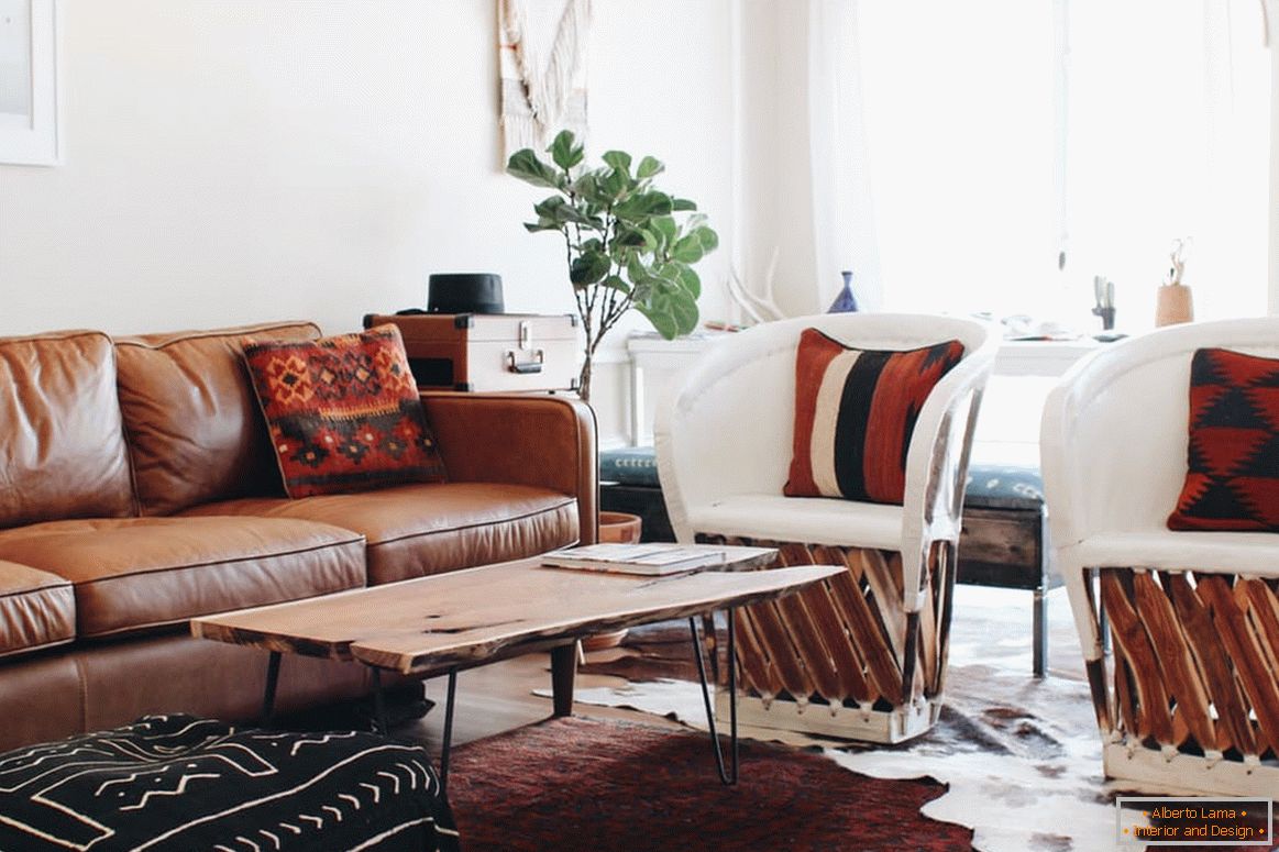 Interior of studio apartment in light colors