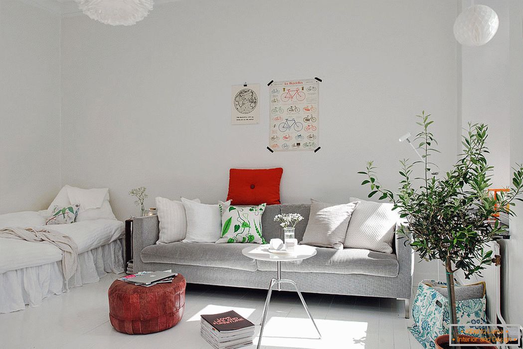 Interior of a small apartment in white color