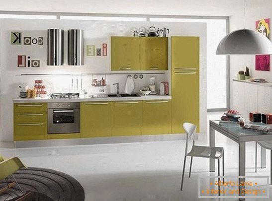 Bright color accents in the design of the kitchen