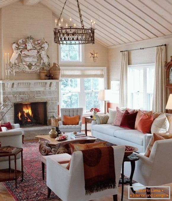 Warm autumn motives in the interior - photo of the living room