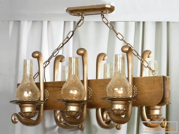 Vintage chandelier in the best traditions of country style.