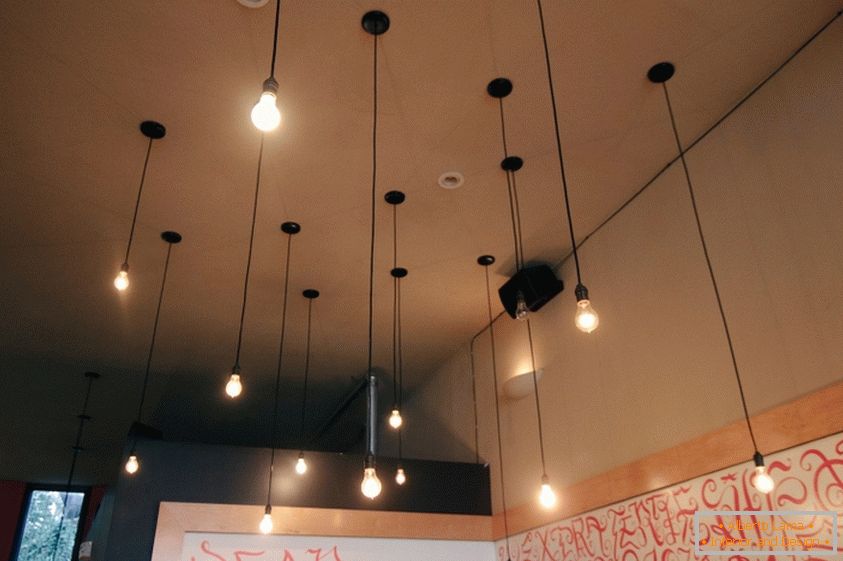 Unusual lighting in a cafe