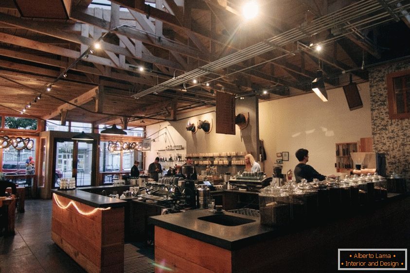 Interior of coffee house FOUR BARREL