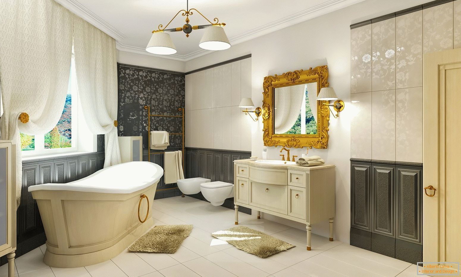 Bathroom design in classic style