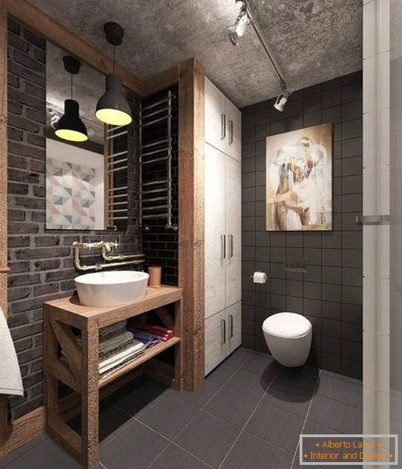 Modern lighting fixtures in the loft style in the bathroom - photo