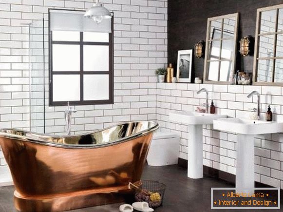 Luxury bathroom design in loft style - photo